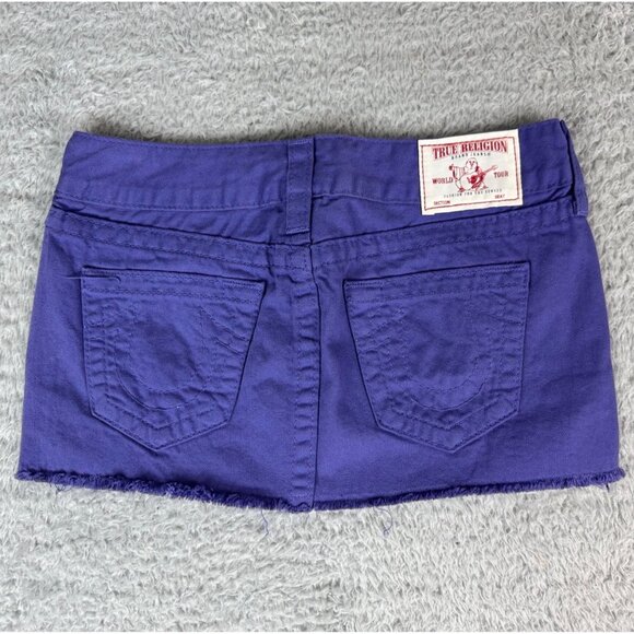 True Religion Womens Purple Mini Skirt Size 26 Y2K Rare NWOT Cotton USA Made - Picture 3 of 12